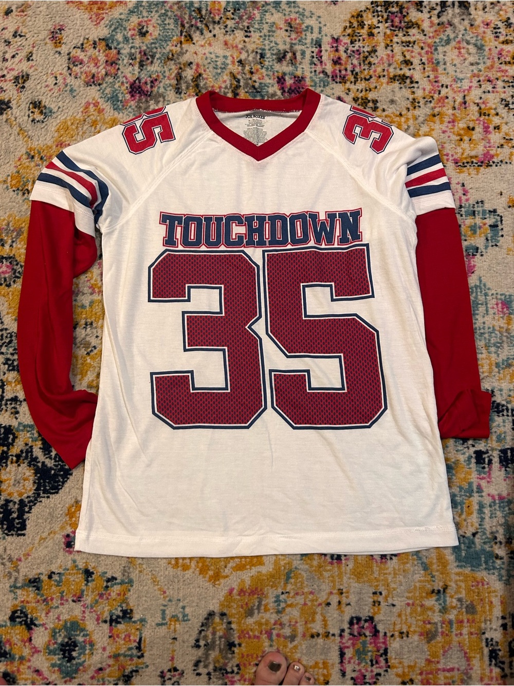Joe Boxer White & Red 'Touchdown 35' Long Sleeve Jersey
